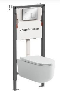 CERAMICA NOVA Комплект Подвесной унитаз Ulma Rimless + Система инсталляции Balance кнопка Square, хром глянцевый CN4006_121002CH - фото 331458