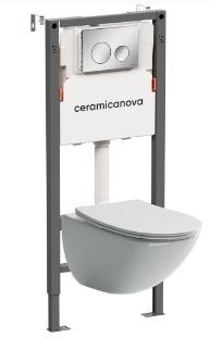 CERAMICA NOVA Комплект Подвесной унитаз MONO Rimless + Система инсталляции Balance кнопка Circle, хром глянцевый CN1905_121001CH - фото 331464