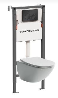 CERAMICA NOVA Комплект Подвесной унитаз MONO Rimless + Система инсталляции Balance кнопка Circle, черный матовый CN1905_121001MB - фото 331467