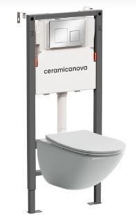 CERAMICA NOVA Комплект Подвесной унитаз MONO Rimless + Система инсталляции Balance кнопка Square, хром глянцевый CN1905_121002CH - фото 331470