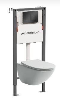 CERAMICA NOVA Комплект Подвесной унитаз MONO Rimless + Система инсталляции Balance кнопка Square, черный матовый CN1905_121002MB - фото 331473