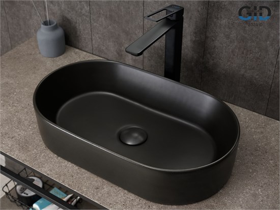 GID Раковина N9020bg 53379 накладная черная графит 52.5x30.5x11.5 GID-53379 - фото 332491