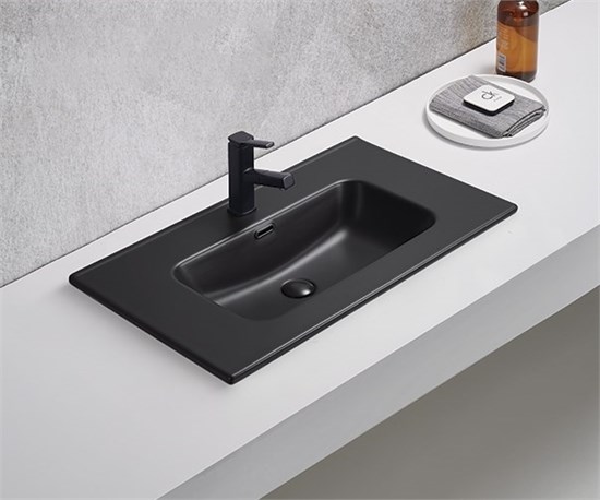 GID Раковина Bm9080s 72209 встраиваемая сверху черная матовая 81x46.5x17 GID-72209 - фото 332767