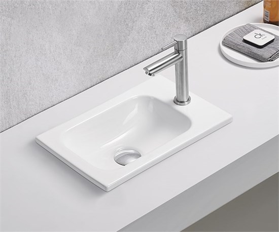 GID Раковина N3340 71170 встраиваемая сверху белая 40.5x26x10 GID-71170 - фото 332772