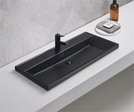 GID Раковина Bm5510s 72204 встраиваемая сверху черная матовая 101x46.5x15 GID-72204 - фото 332777