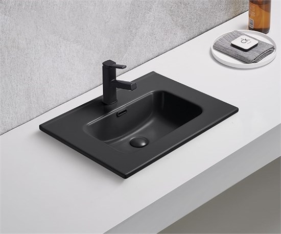 GID Раковина Bm9060s 72208 встраиваемая сверху черная матовая 61x46.5x17 GID-72208 - фото 332783