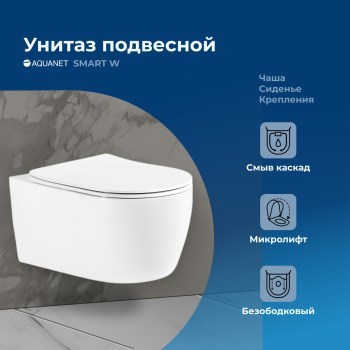 AQUANET Унитаз подвесной Smart Rimless LX-1106, белый AQUANET-276395 - фото 333798