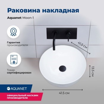 AQUANET Lake Раковина накладная ширина 50 см, черный AQUANET-273672 - фото 334491
