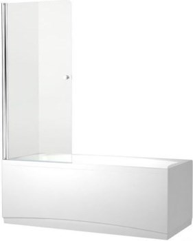 AQUANET Alfa Шторка на ванну распашная ширина 75 см профиль - хром / стекло - прозрачное AQUANET-196050 - фото 335514