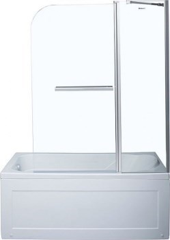 AQUANET Шторка на ванну распашная ширина 120 см профиль - хром / стекло - прозрачное AQUANET-209412 - фото 335555