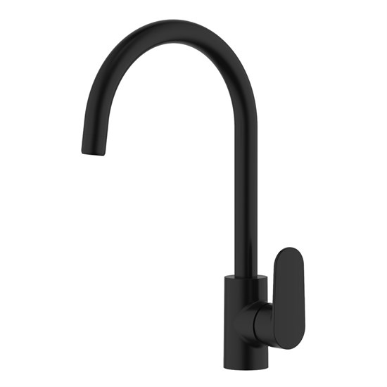 AQUATEK AQ1882MB НИКА Смеситель для кухни (полукруглый излив), матовый черный AQ1882MB - фото 338527