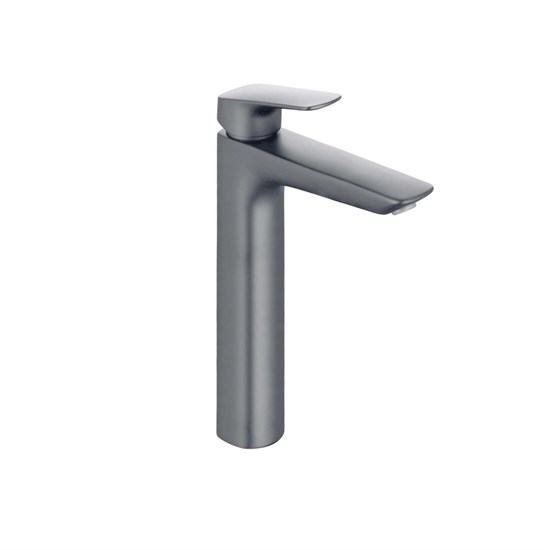 AQUATEK AQ1004BGM ВЕГА Смеситель для раковины высокий 227 без донного клапана, оружейная сталь AQ1004BGM