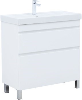 AQUANET Slim Тумба под раковину напольная ширина 80 см, цвет белый AQUANET-346044 - фото 339245