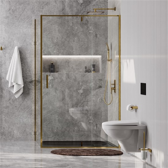 WASSERKRAFT Aisch 55P Душевой уголок прямоугольный размер 120x90 см двери распашные профиль - золото / стекло - прозрачное WASSERKRAFT 55P07 - фото 339509
