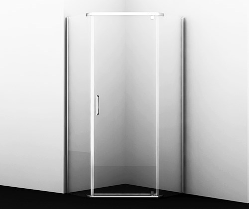WASSERKRAFT Leine 35P Душевой уголок пятиугольный размер 100x100 см двери распашные профиль - хром / стекло - прозрачное WASSERKRAFT 35P38 - фото 340586