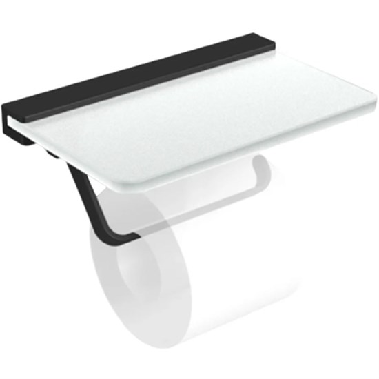 LANGBERGER Black Edition Бумагодержатель со стеклянной полкой (32041B-BP), черный матовый BLACKEDITION32041B-BP - фото 343680