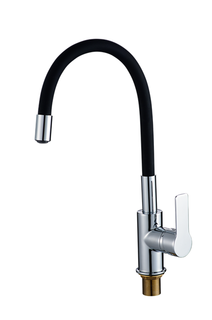 RUSH Siple Смеситель для кухонной мойки с гибким изливом (SI7335-60Black), цвет хром / черный SI7335-60Black - фото 344160