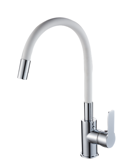 RUSH Siple Смеситель для кухонной мойки с гибким изливом (SI7335-60White), цвет хром / белый SI7335-60White - фото 344162