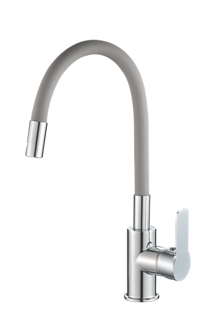 RUSH Siple Смеситель для кухонной мойки с гибким изливом (SI7335-60Grey), цвет хром / серый SI7335-60Grey - фото 344165