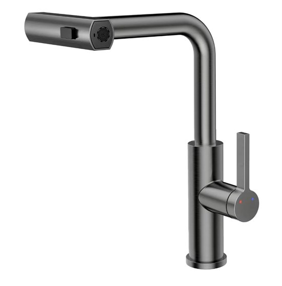 RUSH Tinos Смеситель для кухни с выдвижной лейкой (TI3732-18Grey), цвет графит TI3732-18Grey - фото 344340