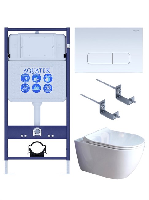 AQUATEK SET ПОЛАРИС (рама AQUATEK Standard INS-0000012+унитаз ПОЛАРИС AQ0700-01 с тонким сиденьем soft-close+ крепеж KKI-0000002 +панель KDI-0000013) SET AQUATEK ПОЛАРИС-01-013 4в1 - фото 345439