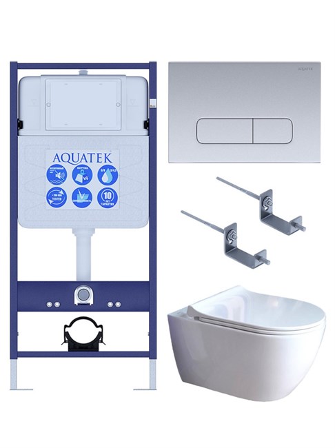 AQUATEK SET ПОЛАРИС (рама AQUATEK Standard INS-0000012+унитаз ПОЛАРИС AQ0700-01 с тонким сиденьем soft-close+ крепеж KKI-0000002 +панель KDI-0000014) SET AQUATEK ПОЛАРИС-01-014 4в1 - фото 345441