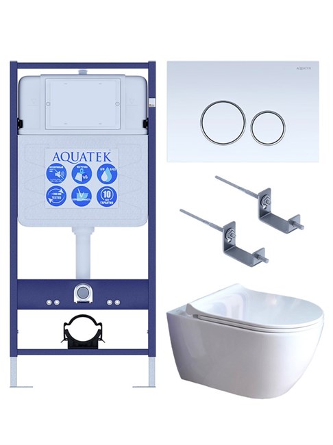 AQUATEK SET ПОЛАРИС (рама AQUATEK Standard INS-0000012+унитаз ПОЛАРИС AQ0700-01 с тонким сиденьем soft-close+ крепеж KKI-0000002 +панель KDI-0000015) SET AQUATEK ПОЛАРИС-01-015 4в1 - фото 345448