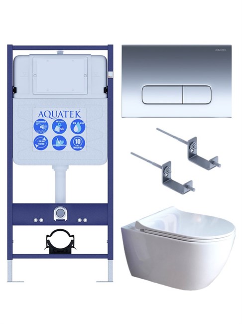 AQUATEK SET ПОЛАРИС (рама AQUATEK Standard INS-0000012+унитаз ПОЛАРИС AQ0700-01 с тонким сиденьем soft-close+ крепеж KKI-0000002 +панель KDI-0000016) SET AQUATEK ПОЛАРИС-01-016 4в1 - фото 345450