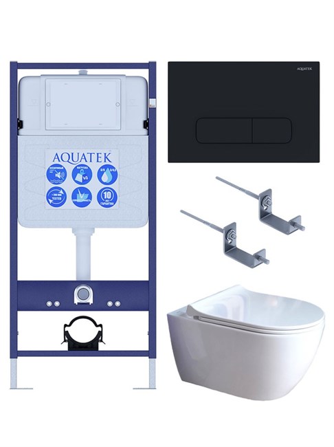 AQUATEK SET ПОЛАРИС (рама AQUATEK Standard INS-0000012+унитаз ПОЛАРИС AQ0700-01 с тонким сиденьем soft-close+ крепеж KKI-0000002 +панель KDI-0000017) SET AQUATEK ПОЛАРИС-01-017 4в1 - фото 345452
