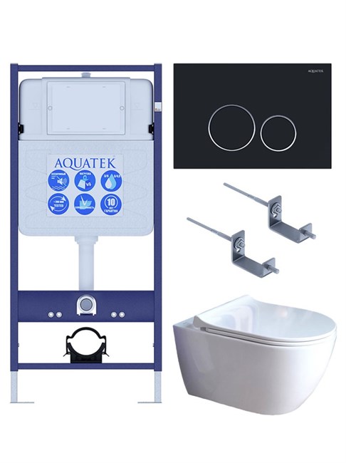 AQUATEK SET ПОЛАРИС (рама AQUATEK Standard INS-0000012+унитаз ПОЛАРИС AQ0700-01 с тонким сиденьем soft-close+ крепеж KKI-0000002 +панель KDI-0000020) SET AQUATEK ПОЛАРИС-01-020 4в1 - фото 345465
