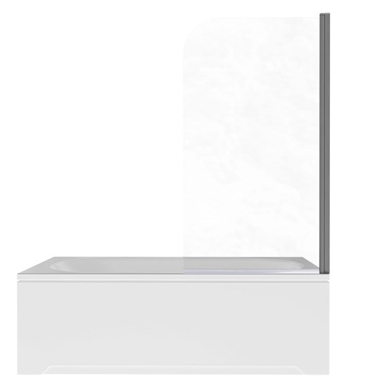 AQUATEK Шторка на ванну стеклянная 80см, одноэлементная, поворотная, профиль оружейная сталь, стекло прозрачное, закаленное AQ.BSRC.080.1GM