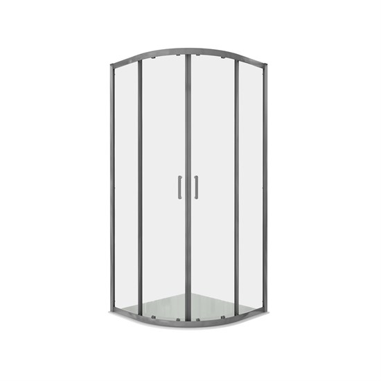 AQUATEK Душевой уголок 1/4 круга, двери раздвижные, 200x90x90 см, профиль оружейная сталь, стекло прозрачное, закаленное AQ.RO.090.1GM