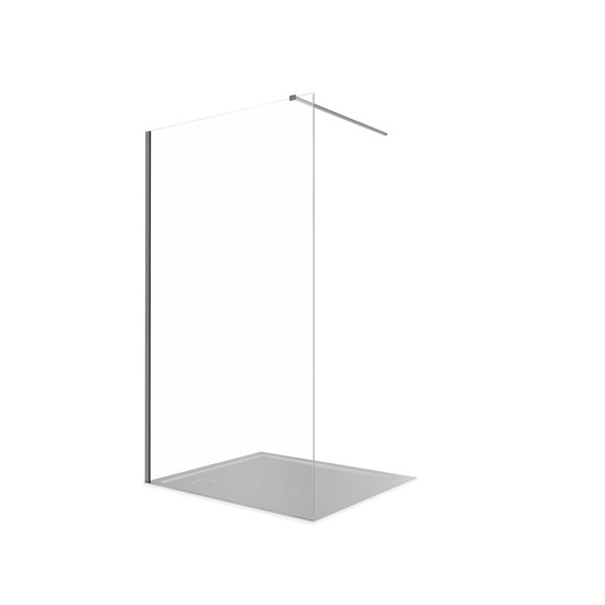 AQUATEK Душевая перегородка Walk In 100см, с держателем 1200мм, профиль оружейная сталь, стекло прозрачное, закаленное AQ.WI.100.1GM