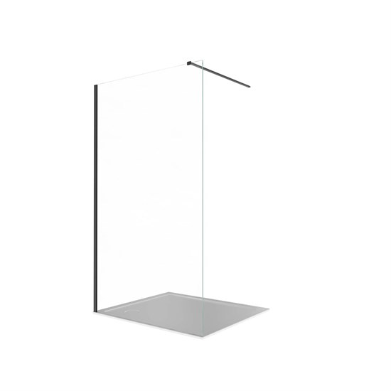 AQUATEK Душевая перегородка Walk In 140см, с держателем 1200мм, профиль черный матовый, стекло прозрачное, закаленное AQ.WI.140.1BL