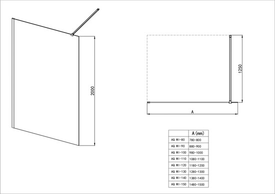 AQUATEK Душевая перегородка Walk In 120см, с держателем 1200мм, профиль оружейная сталь, стекло прозрачное+матовое, закаленное AQ.WI.120.3GM