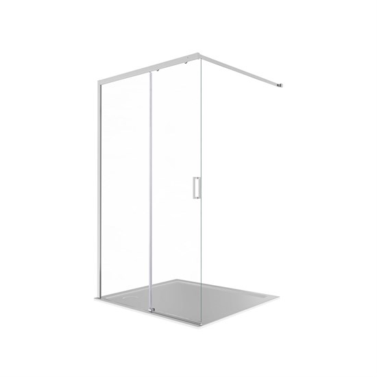 AQUATEK Душевая перегородка Walk In 120см, раздвижная, с держателем 1200мм, профиль хром, стекло прозрачное, закаленное AQ.WISL.120.1CH