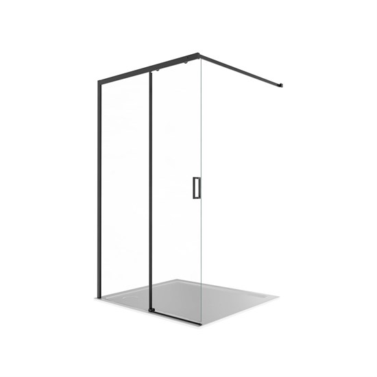 AQUATEK Душевая перегородка Walk In 120см, раздвижная, с держателем 1200мм, профиль черный матовый, стекло прозрачное, закаленное AQ.WISL.120.1BL