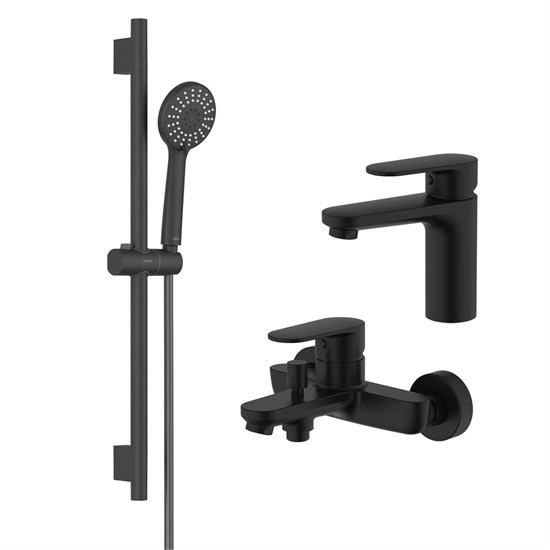 AQUATEK Nika Душевой комплект наружнего монтажа SET 3 в 1 (AQ1810MB + AQ1840MB + AQ2017MB ), черный матовый AQ1830MB - фото 346025