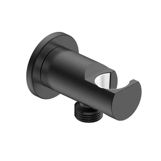 AQUAme Siena Выход из стены с держателем, черный матовый AQM8714MB - фото 347428