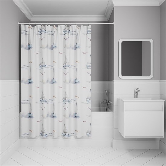 IDDIS Штора для ванной 200x180 см, Полиэстер (BO02P18i11) ,цвет белый BO02P18i11 - фото 347868