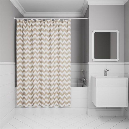 IDDIS Штора для ванной 200x180 см, Полиэстер (BR03P18i11) ,цвет бежевый BR03P18i11 - фото 347877