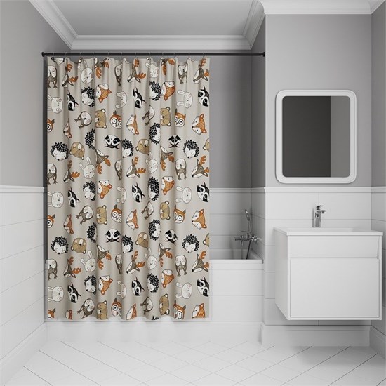 IDDIS Штора для ванной 200x180 см, Полиэстер (BA02P18i11) ,цвет серый BA02P18i11 - фото 347882