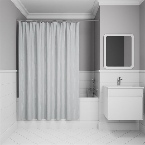 IDDIS Штора для ванной Base 200x240 см, Полиэстер (BD02P24i11) ,цвет светло-серый BD02P24i11 - фото 347888