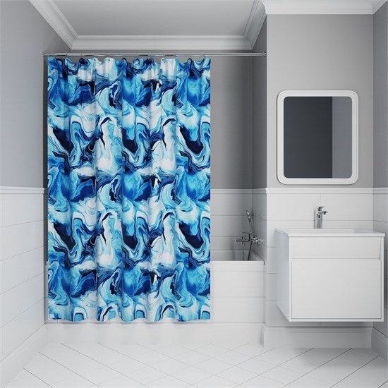IDDIS Штора для ванной Base 200x180 см, Полиэстер (BX04P18i11) ,цвет синий BX04P18i11 - фото 347891