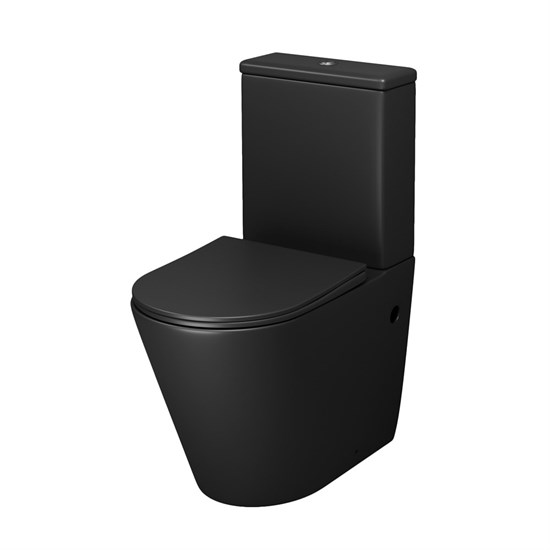 GROSSMAN Унитаз напольный Color GR-4480BMS (620х365х810) безободковый,черный матовый с тонкой крышкой,микролифт,2 места GR-4480BMS - фото 350321
