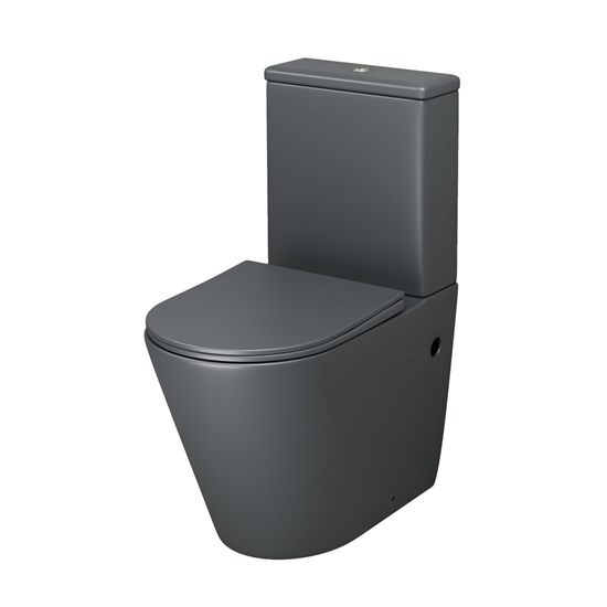 GROSSMAN Унитаз напольный Color GR-4480GMS (620х365х810) безободковый,серый матовый с тонкой крышкой,микролифт,2 места GR-4480GMS - фото 350322