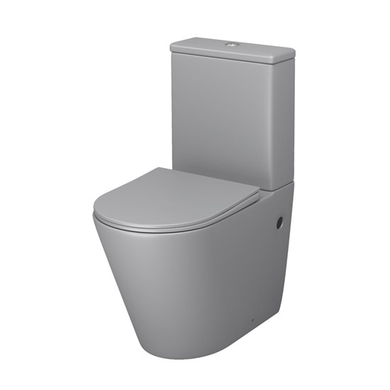 GROSSMAN Унитаз напольный Color GR-4480GLMS (620х365х810) безободковый,светло-серый матовый с тонкой крышкой,микролифт,2 места GR-4480GLMS - фото 350323