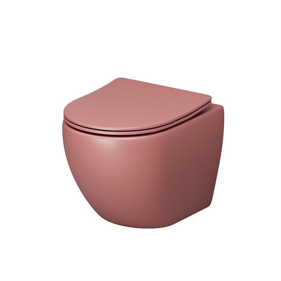 GROSSMAN Унитаз GR-4455PIMS Color (495х365х375) РОЗОВЫЙ матовый подвеснойбезободковый с тонкой крышкой GR-4455PIMS - фото 350327