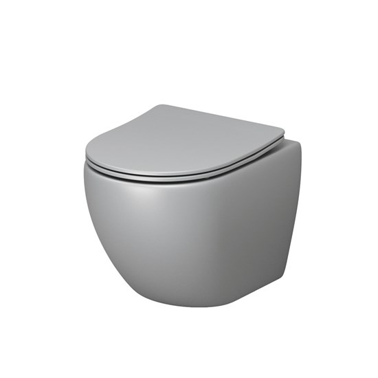 GROSSMAN Унитаз GR-4455GLMS Color (485х365х360) СВЕТЛО-СЕРЫЙ матовый подвеснойбезободковый с тонкой крышкой GR-4455GLMS - фото 350328