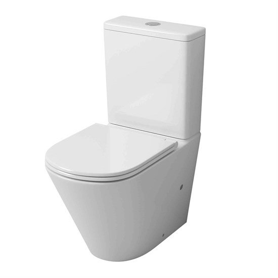 GROSSMAN Унитаз напольный GR-4450SQ (605х380х825) безободковый,белый с тонкой крышкой,микролифт,смыв торнадо,2 места GR-4450SQ - фото 350341